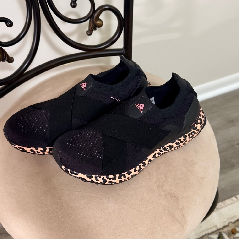 Adidas Women's Black and Pink Slip-On Sneakers - Picture 4 of 7